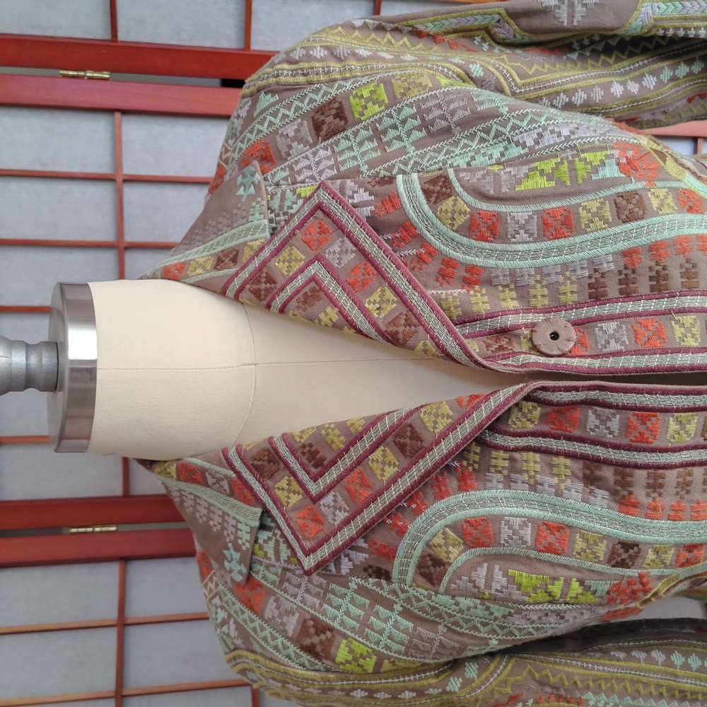 Women's Multicolor Patterned Button-Front Jacket … - image 2